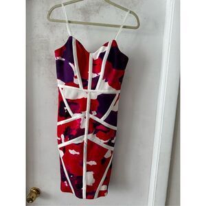 PAMELINA DRESS mini dress bright tube top dress corset bustier line tye dye